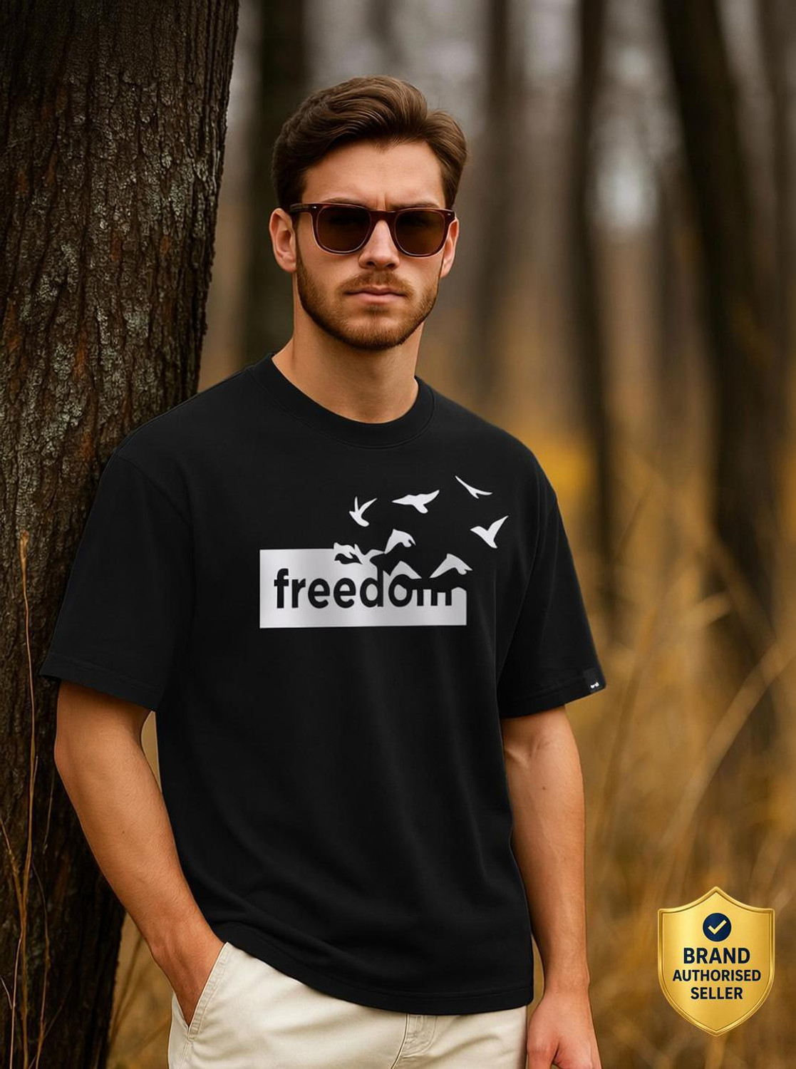 Image of BEWAKOOF Graphic Print Men Round Neck Black T-Shirt