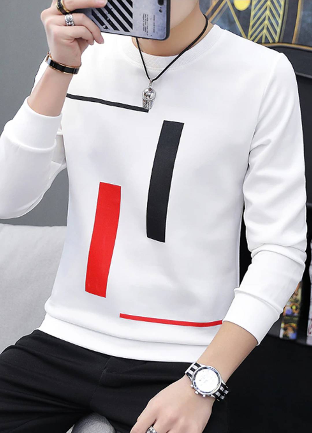 JUGULAR Men Printed Round Neck Pure Cotton White T-Shirt