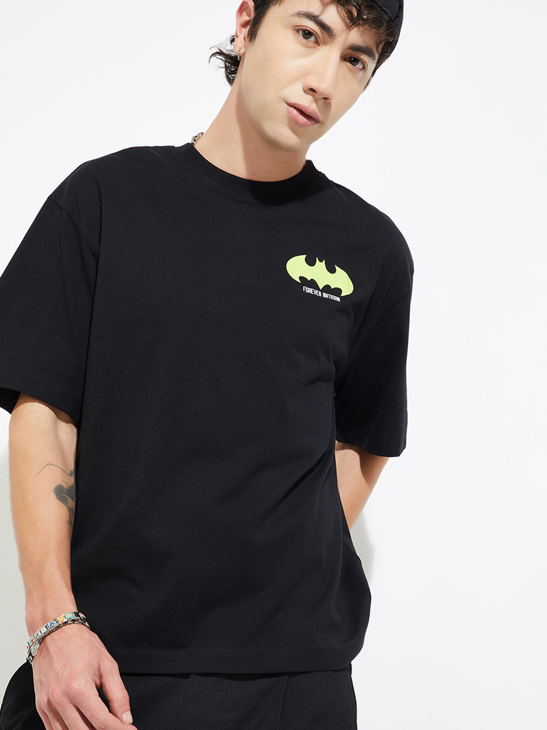Image of MAX Printed Men Round Neck Black T-Shirt
