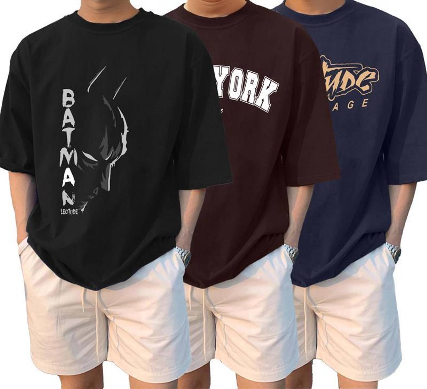Leotude Men Printed Round Neck Cotton Blend Multicolor T-Shirt