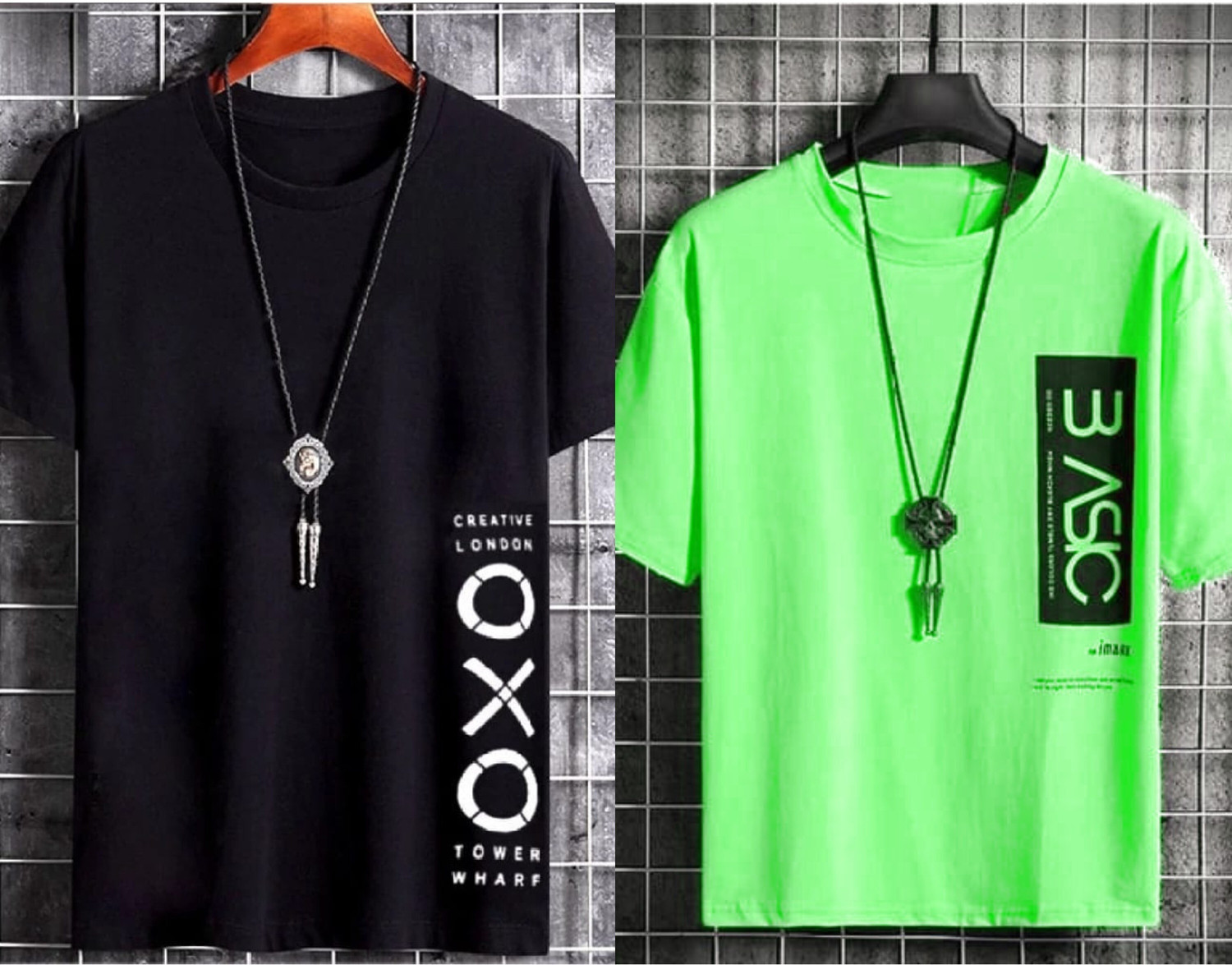 Image of Axxitude Printed Men Round Neck Black, Light Green T-Shirt