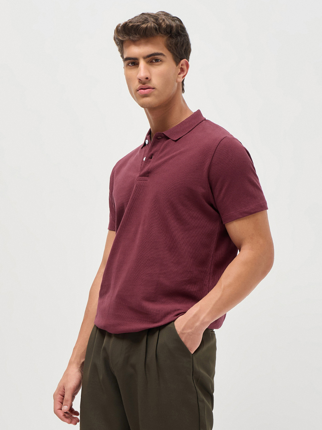 Image of Urbano Fashion Solid Men Polo Neck Grey T-Shirt