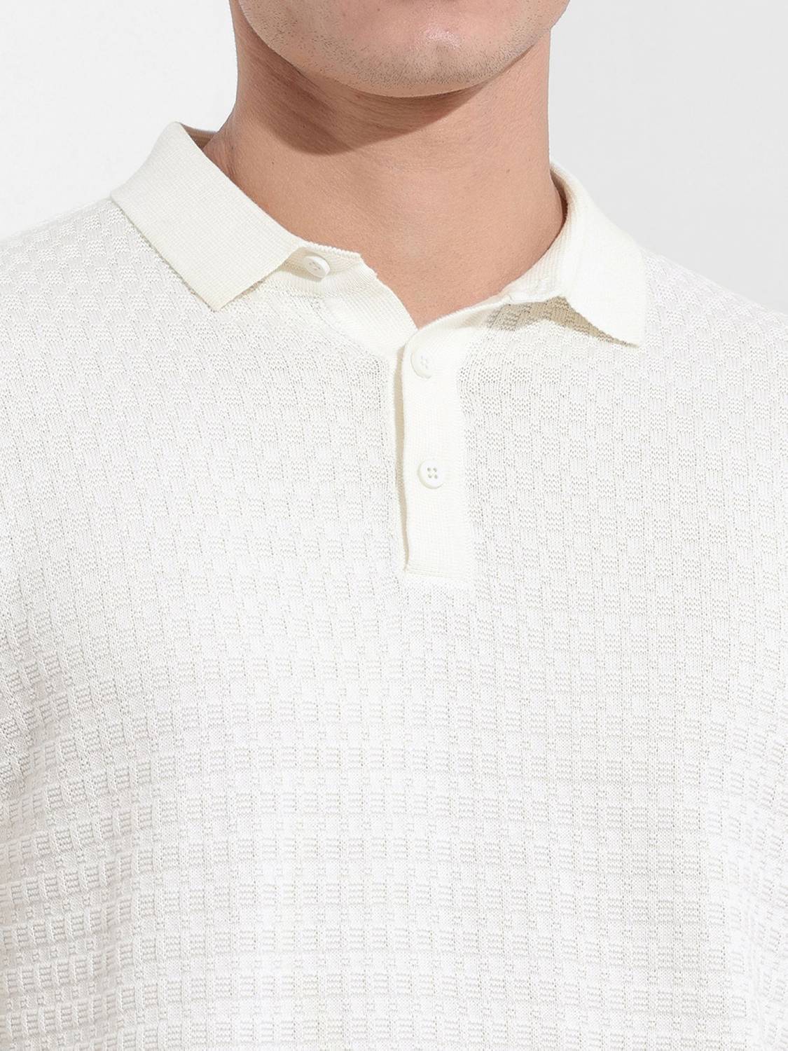 The Indian Garage Co. Men Polo Neck White T-Shirt - Image 4