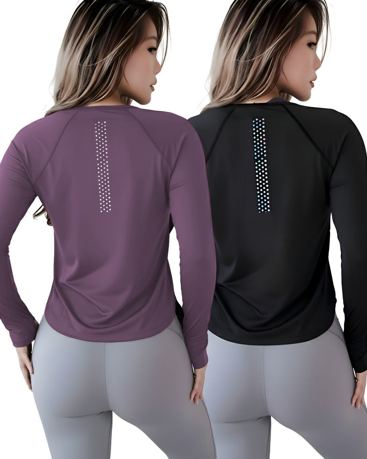 Image of NEXSUS APPARELS Solid Women Round Neck Purple, Black T-Shirt