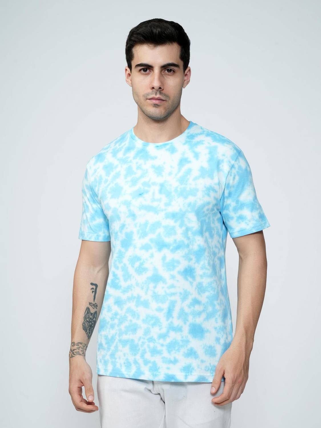 BEING WANTED Printed Men Round Neck Blue T-Shirt
