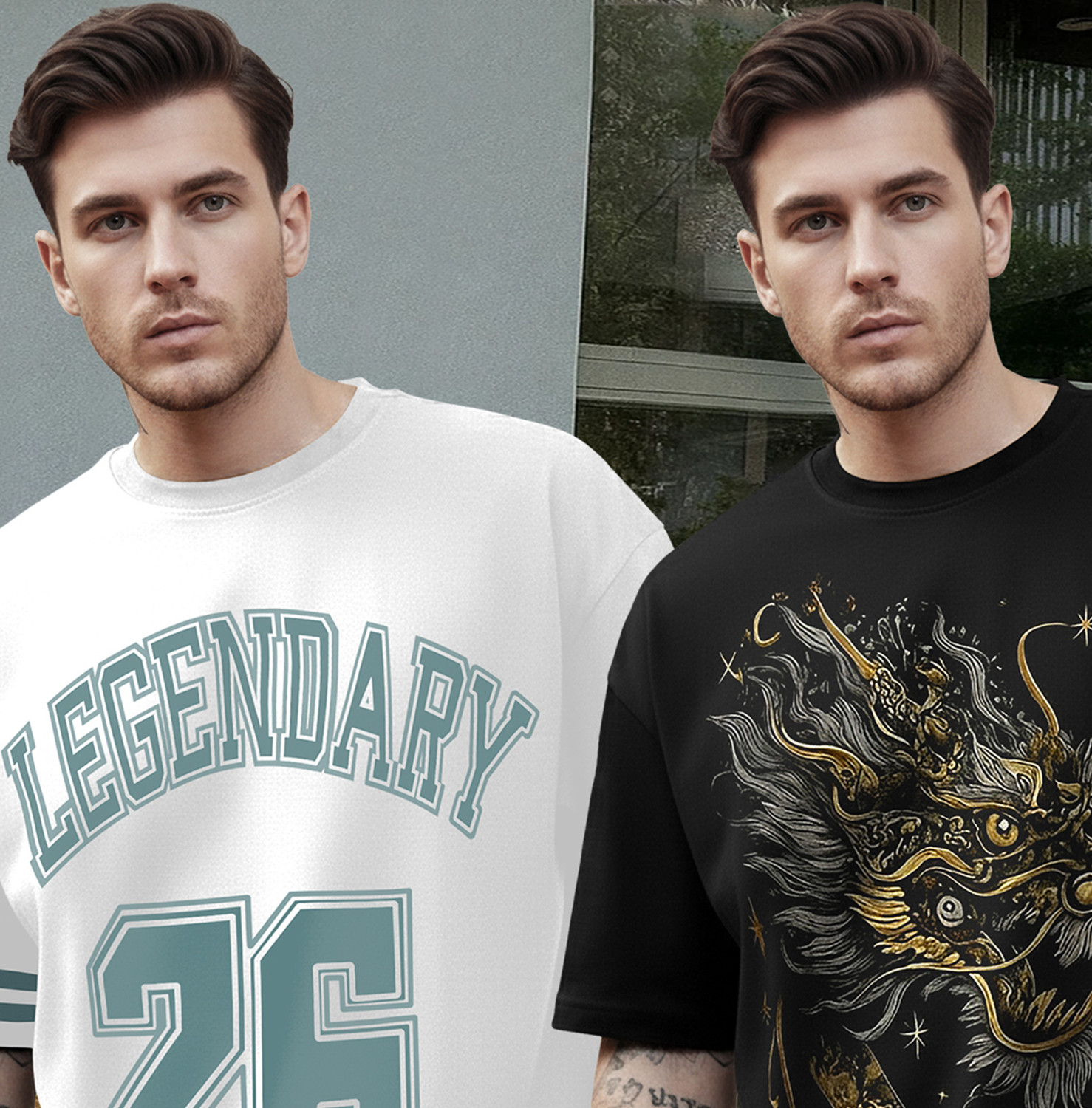 Image of TRIPR Typography Men Round Neck White, Black, Blue T-Shirt