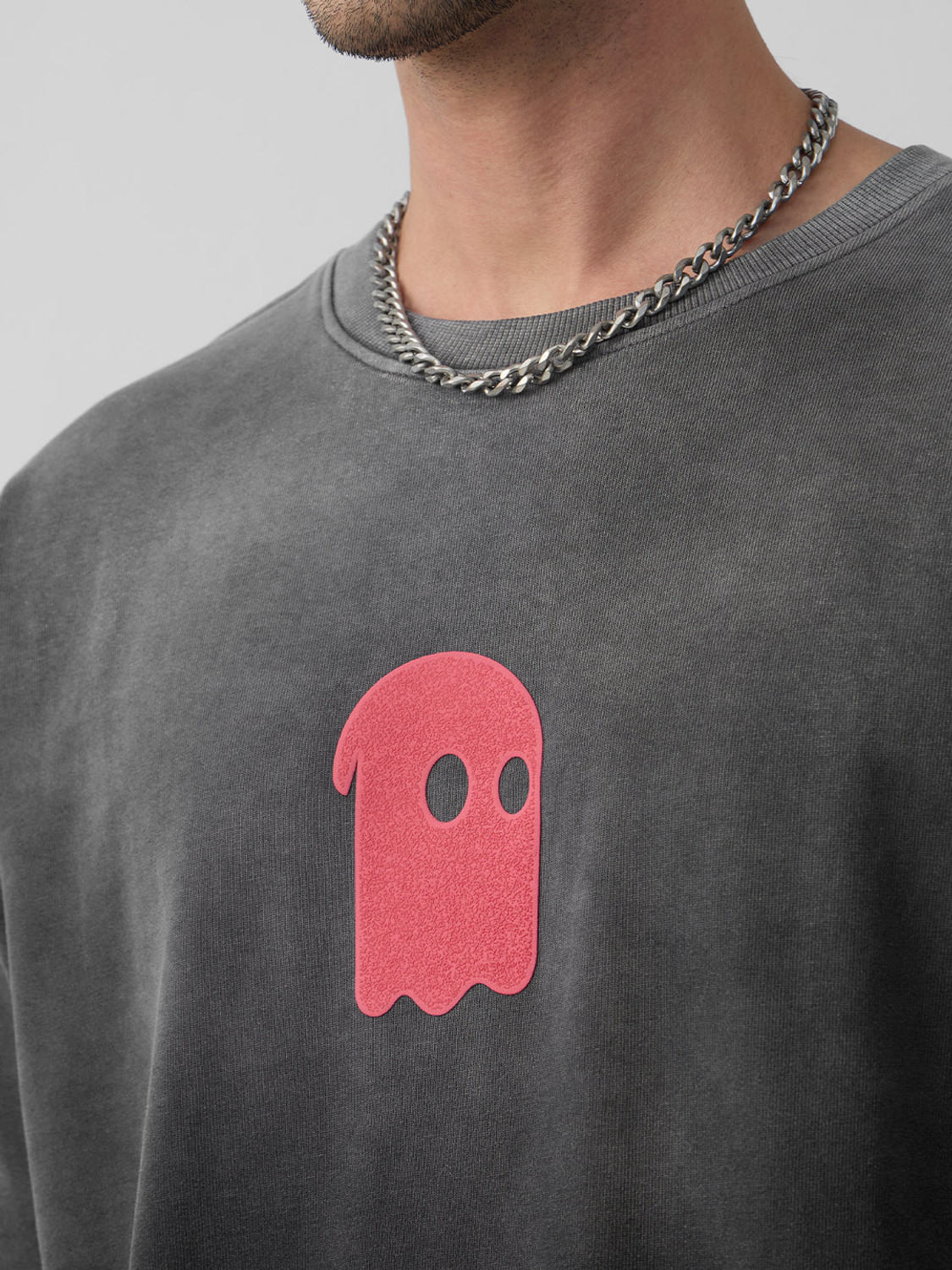 Image of The Souled Store Typography Men Round Neck Grey T-Shirt