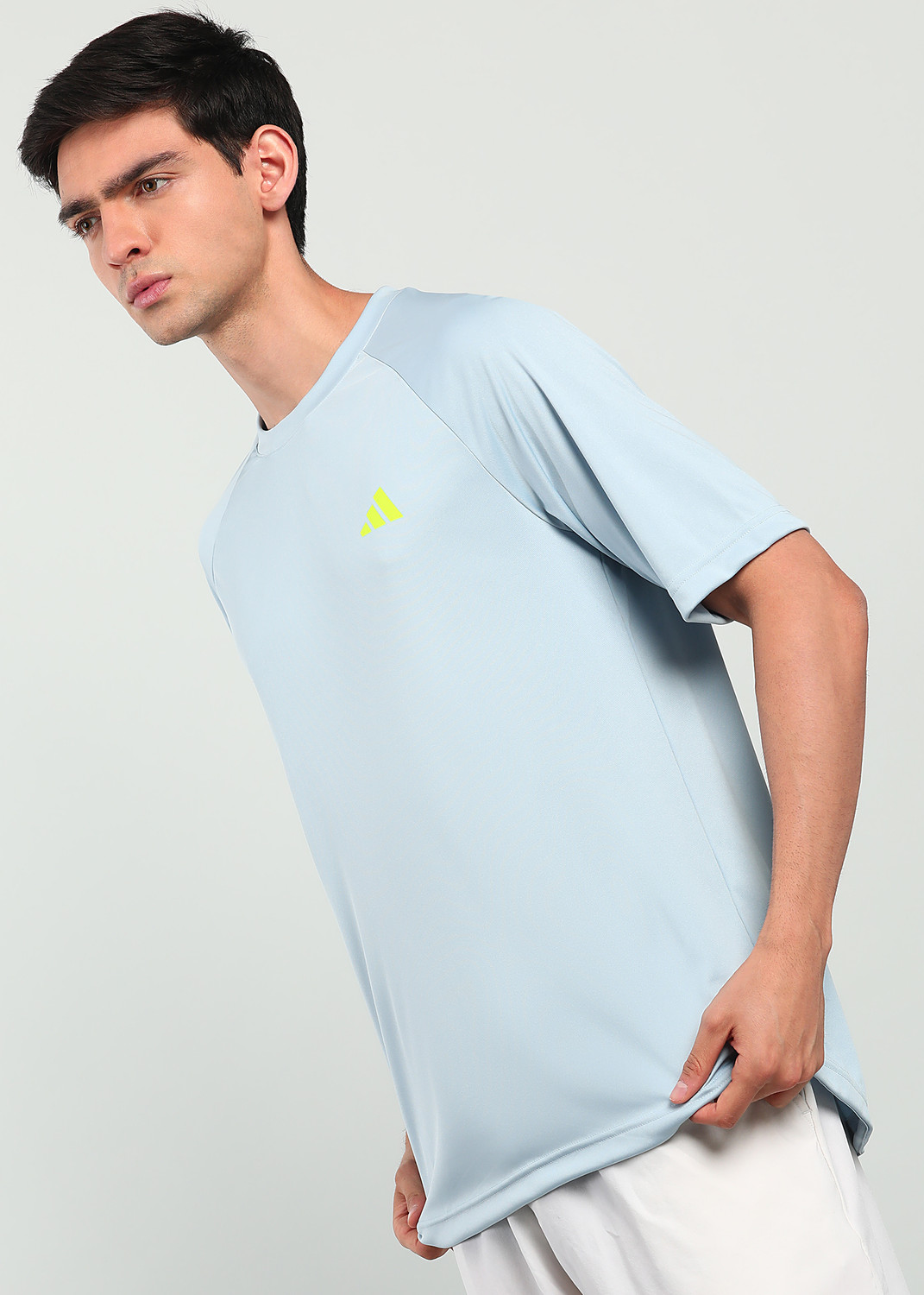 Image of ADIDAS Solid Men Round Neck Blue T-Shirt