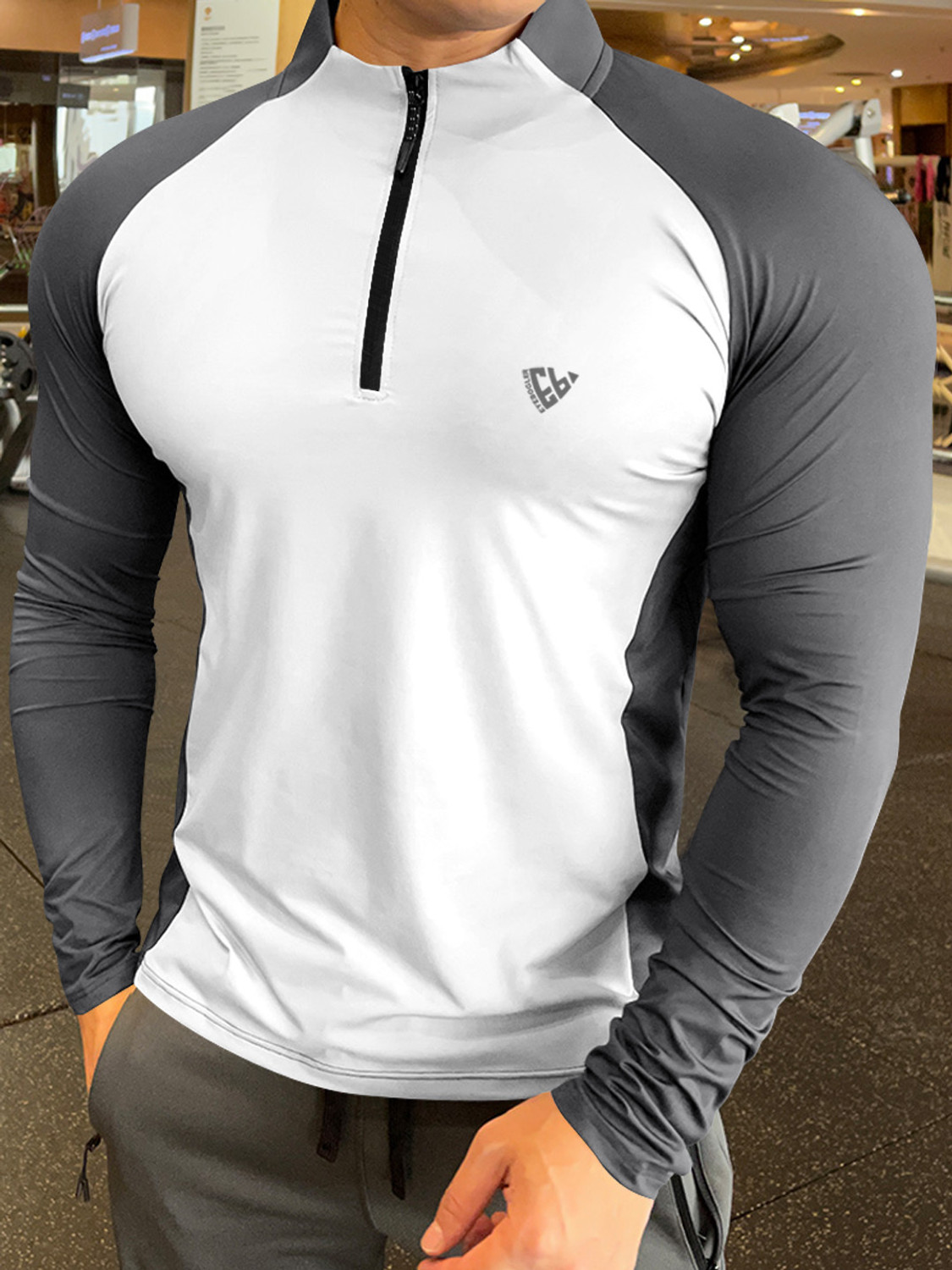 Image of EyeBogler Colorblock Men Zip Neck Multicolor T-Shirt