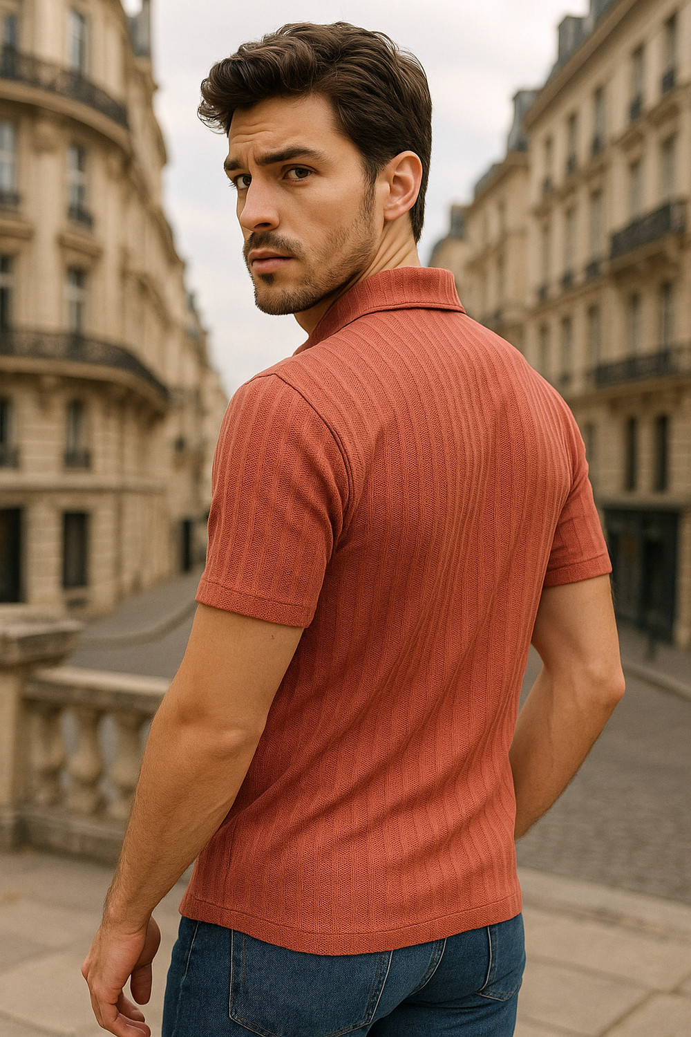 Image of METRONAUT Solid Men Zip Neck Multicolor T-Shirt