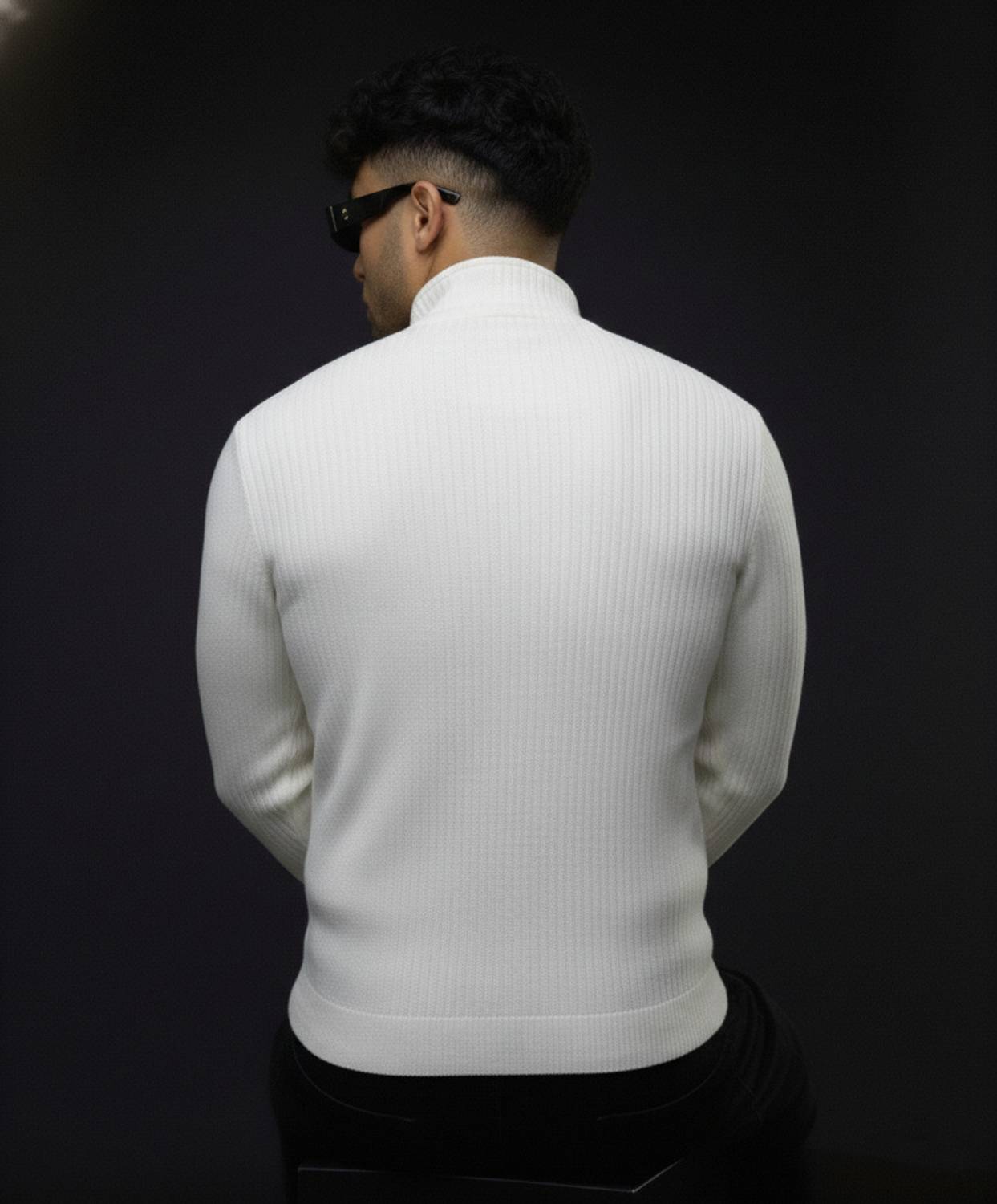 Flipkart SmartBuy Typography Men Zip Neck White T-Shirt - Image 2