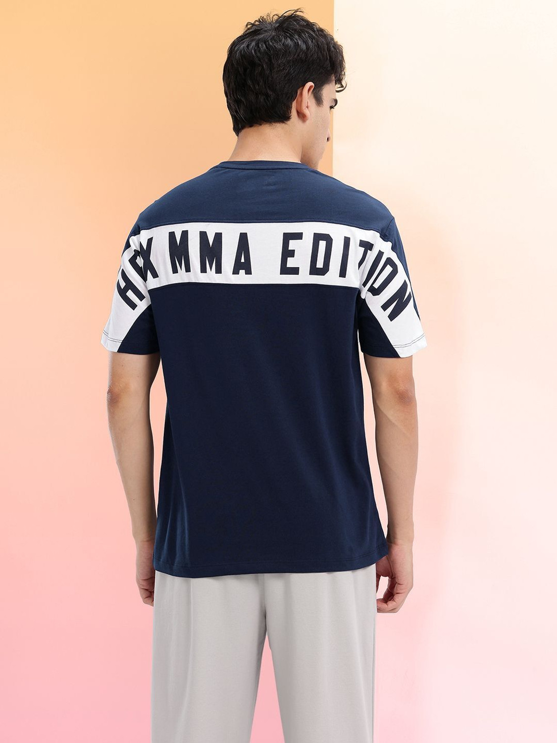 Image of HRX by Hrithik Roshan Printed Men Round Neck Blue T-Shirt