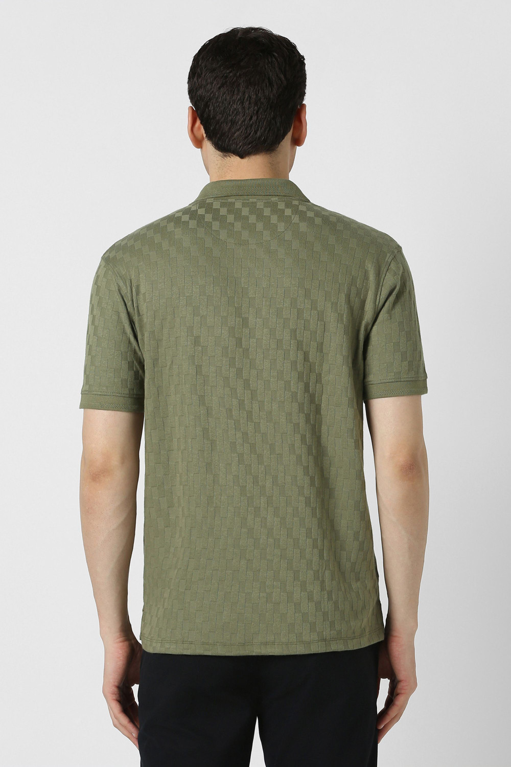 Image of PETER ENGLAND Self Design Men Polo Neck Light Green T-Shirt