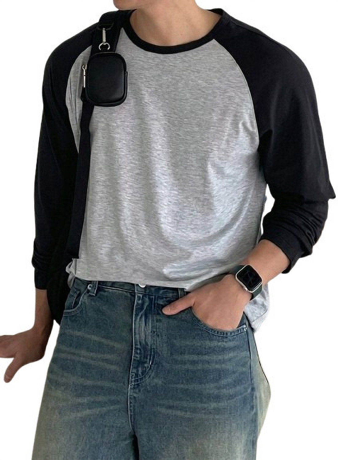 Image of The Modern Soul Colorblock Men Round Neck Black T-Shirt