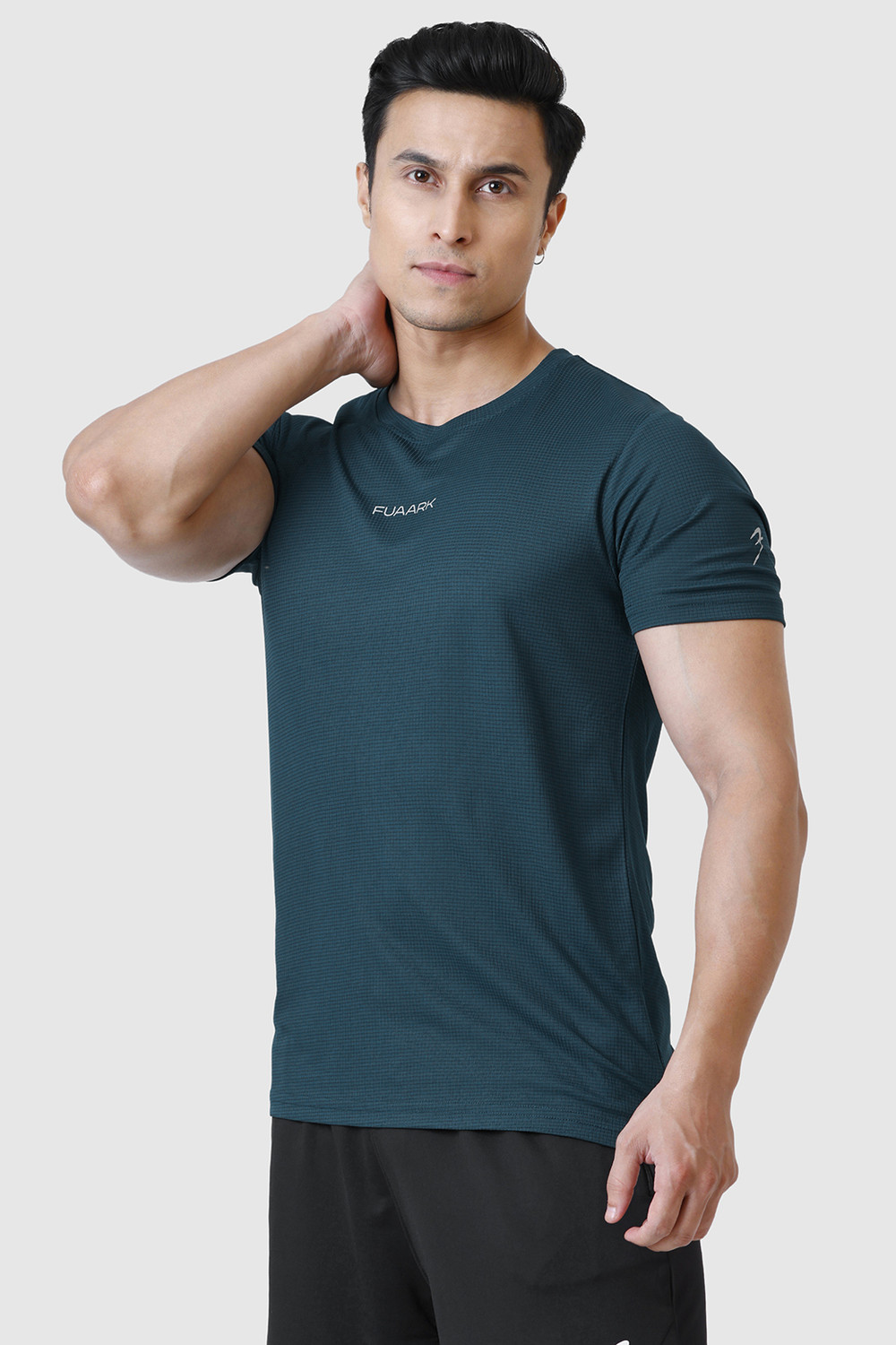 Image of FuaarK Checkered Men Round Neck Dark Green T-Shirt