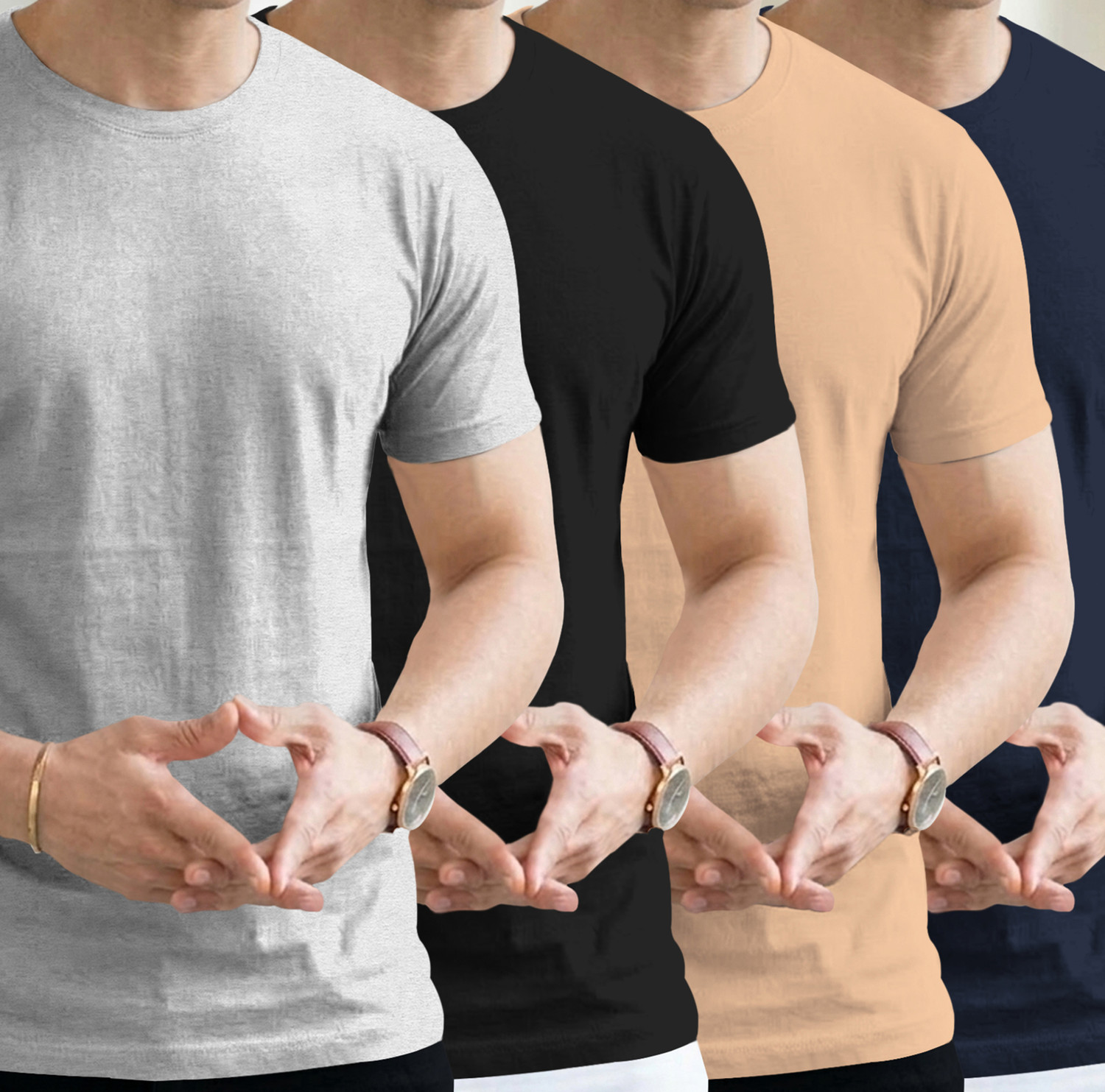 Image of Flipkart SmartBuy Solid Men Round Neck Multicolor T-Shirt