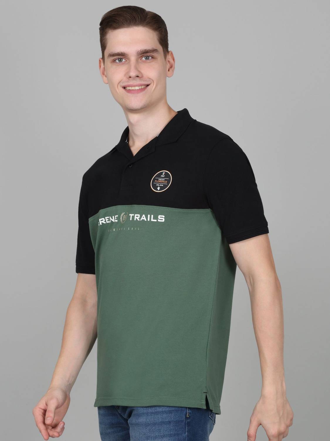 CANTABIL Dark Green Polo Neck T-Shirt - Image 3