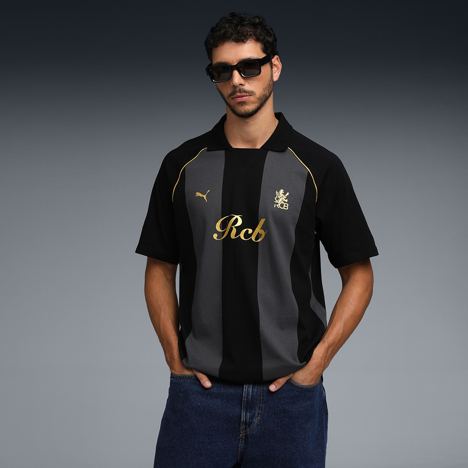 Image of PUMA Solid Men Polo Neck Black T-Shirt