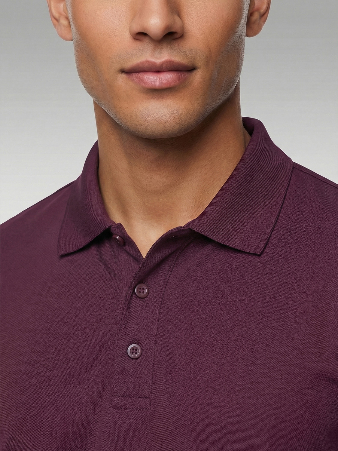 Image of NOBERO Solid Men Polo Neck Purple T-Shirt