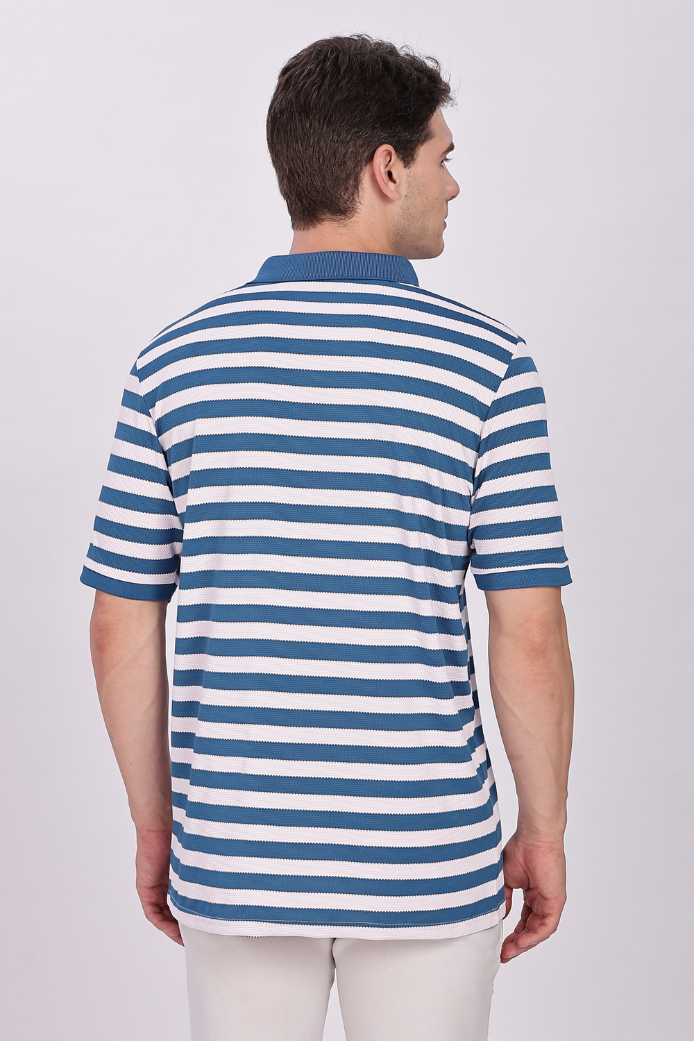 Image of Y.O.U - Youth Original Unique Striped Men Polo Neck Blue, White T-Shirt