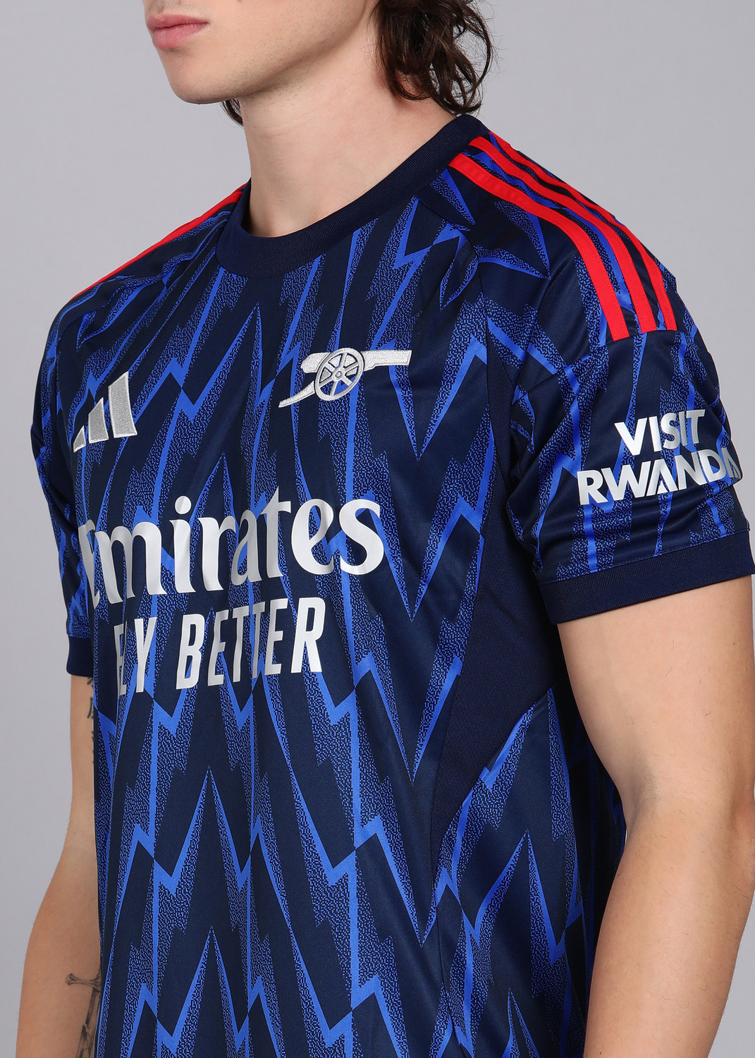 Image of ADIDAS Men Printed Round Neck Polyester Blue T-Shirt