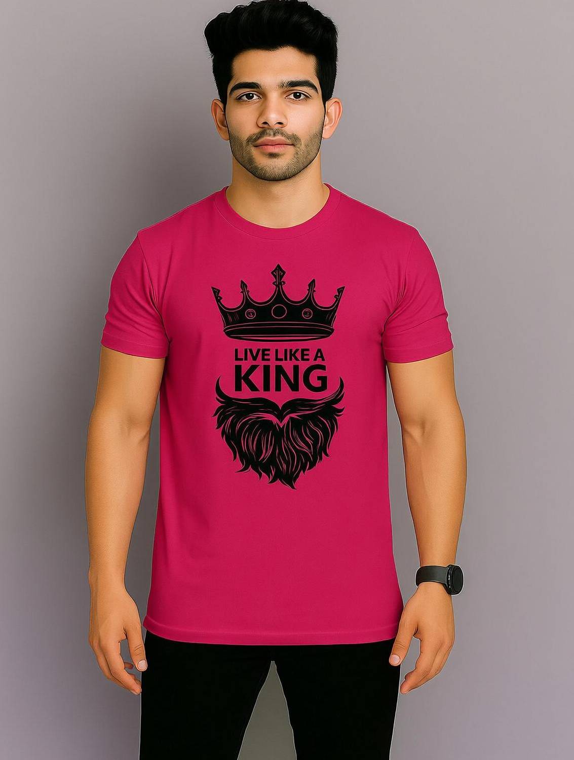 allytrue Solid Men Round Neck Pink T-Shirt