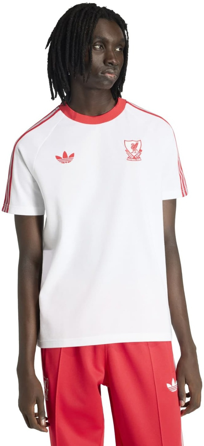 Image of ADIDAS Men Printed Crew Neck Cotton Blend White T-Shirt