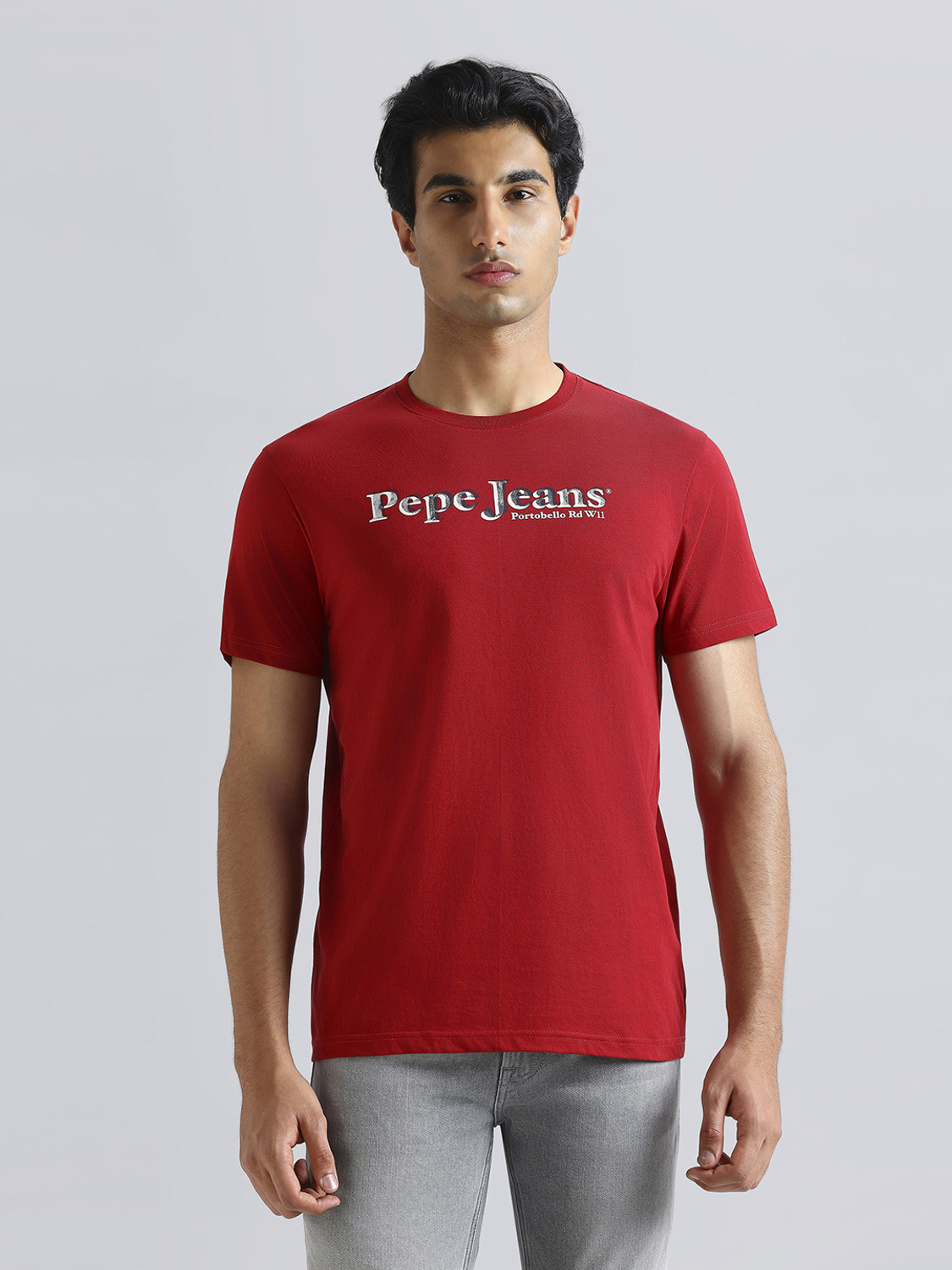 Image of Pepe Jeans Printed Men Crew Neck Red T-Shirt