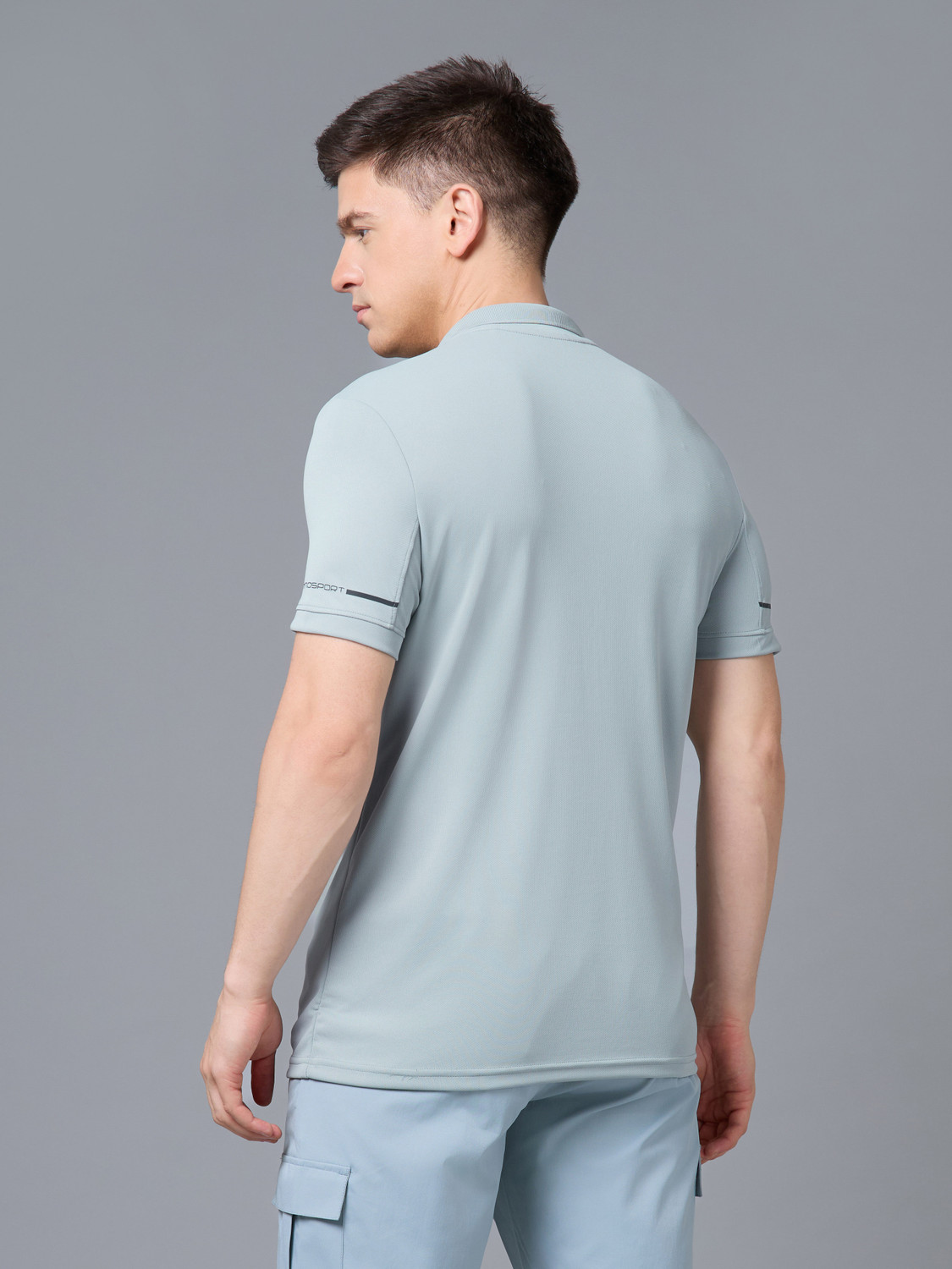 Image of TECHNOSPORT Printed Men Polo Neck Light Green T-Shirt