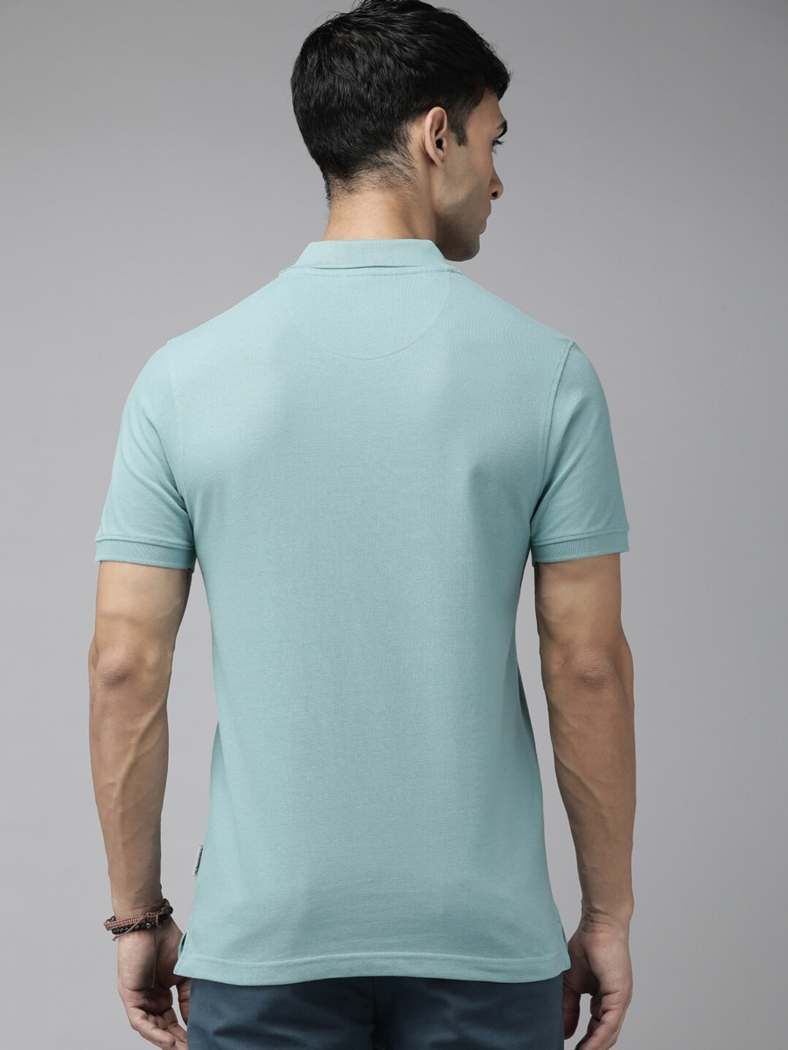 Image of Roadster Solid Men Polo Neck Yellow T-Shirt