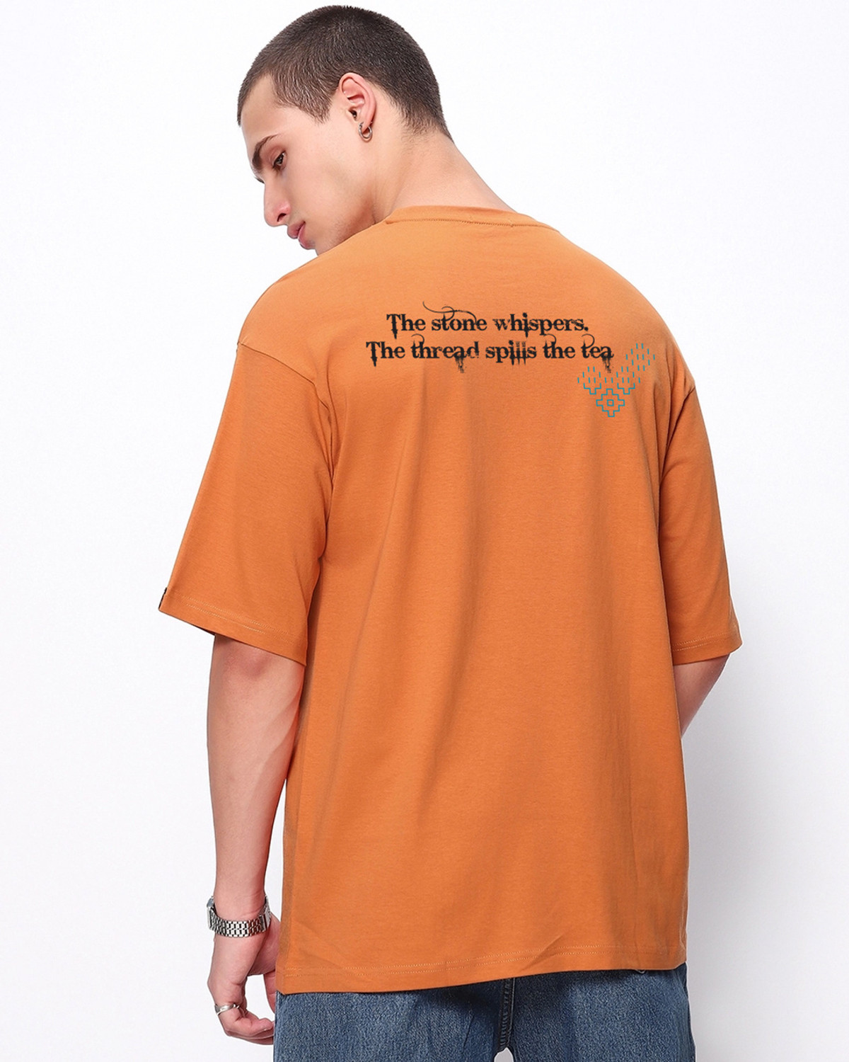 Image of BEWAKOOF Graphic Print Men Round Neck Orange T-Shirt