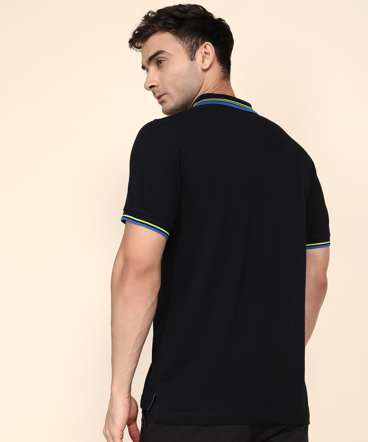 Image of U.S. POLO ASSN. Floral Print Men Polo Neck Black T-Shirt