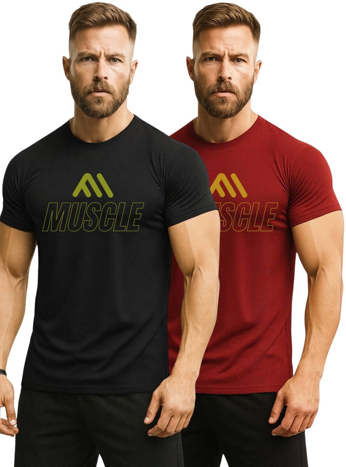 3colors Printed Men Round Neck Black, Maroon T-Shirt