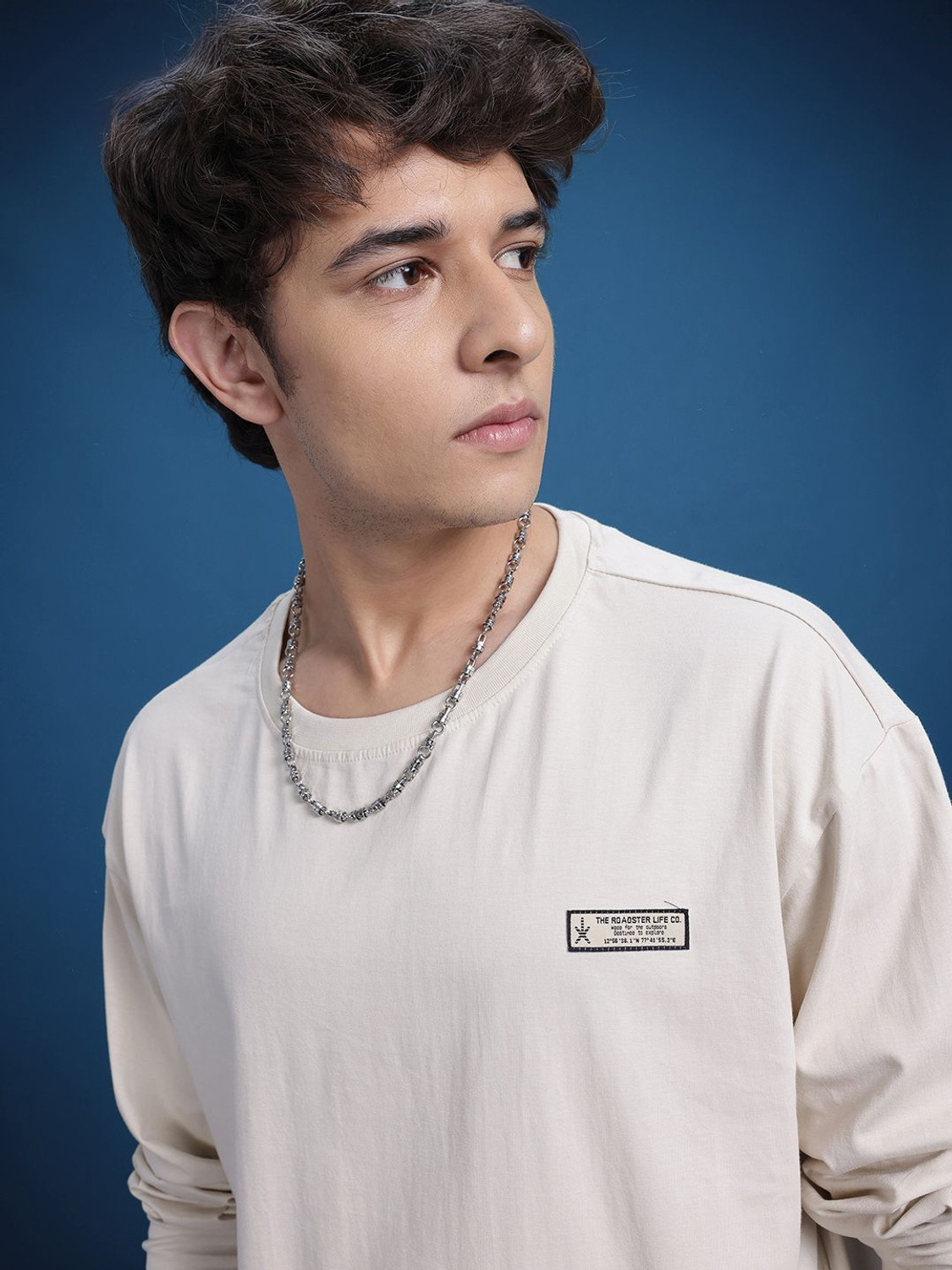 Image of Roadster Solid Men Round Neck White T-Shirt