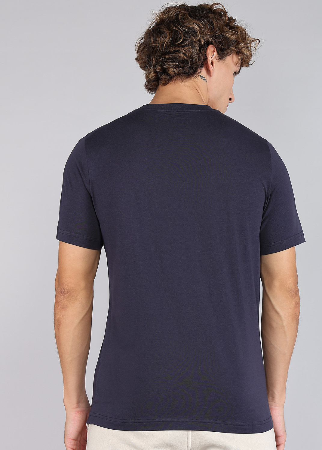 Image of PUMA Solid Men Crew Neck Blue T-Shirt