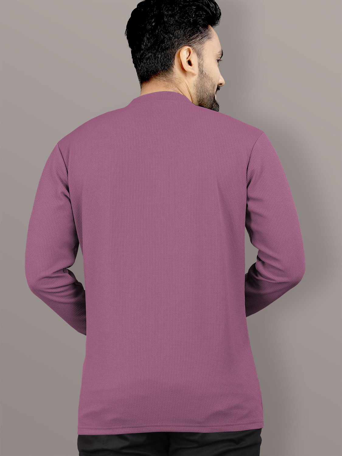 Image of VeBNoR Self Design Men Polo Neck Purple T-Shirt