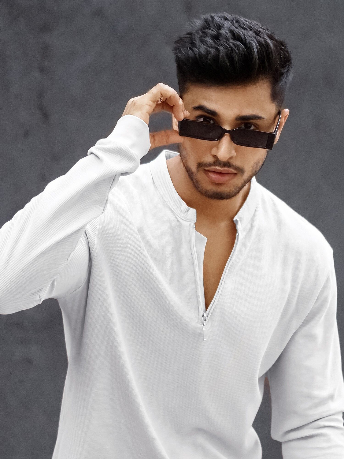 Image of MANIAC Solid Men Henley Neck White T-Shirt