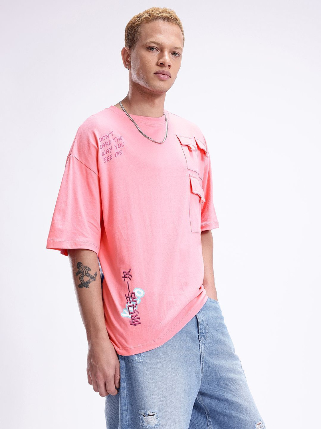 Image of Kook N Keech Printed Men Round Neck Pink T-Shirt