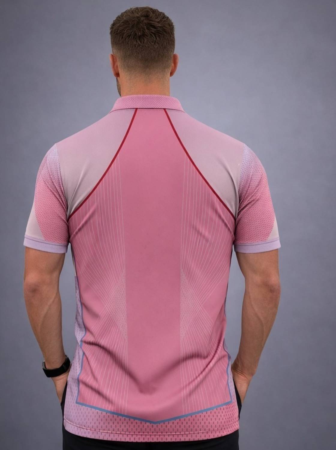 BTM Sports Pink Polo Neck T-Shirt - Image 2