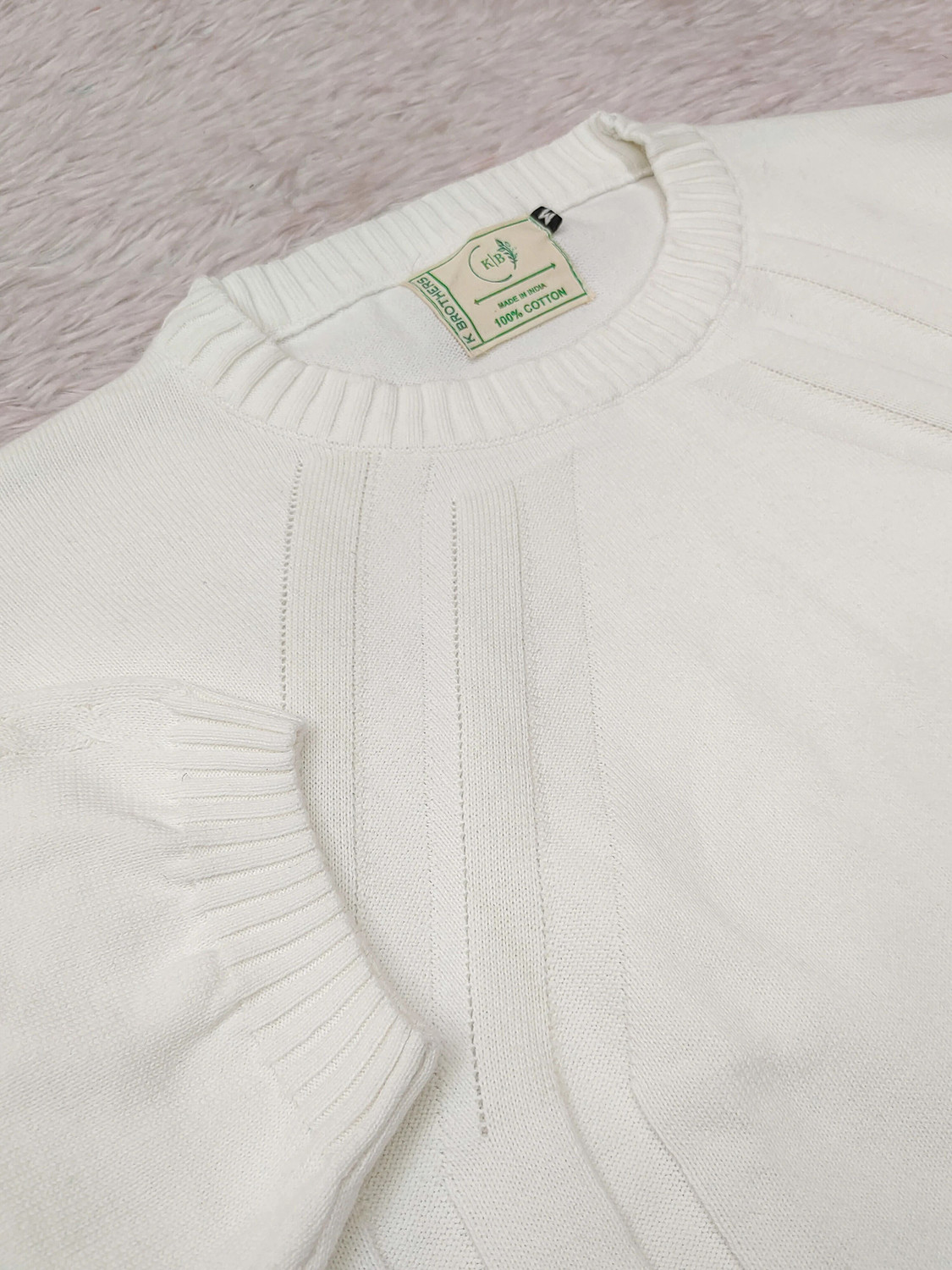 Image of higglerr Self Design Men Round Neck White T-Shirt