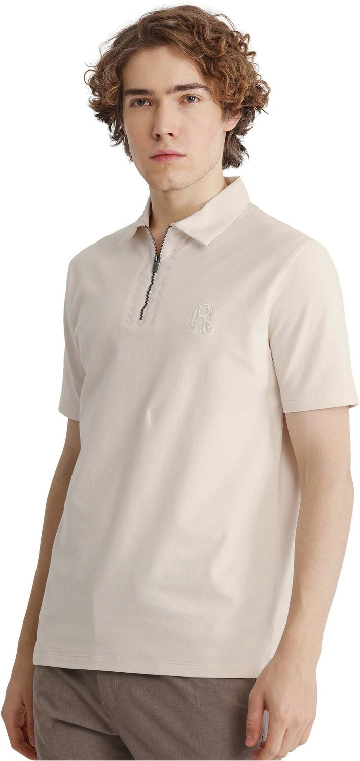 Image of RARE RABBIT Solid Men Polo Neck White T-Shirt