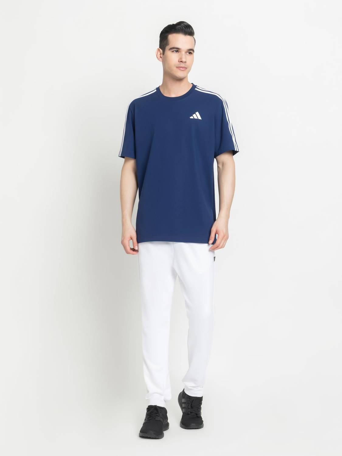 ADIDAS Printed Men Crew Neck Blue T-Shirt