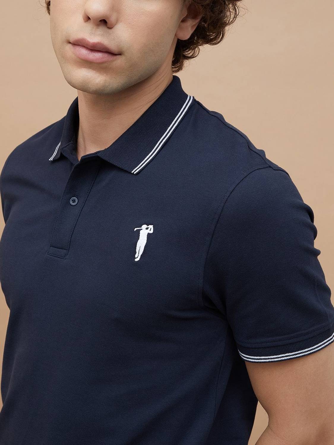 BOSSINI Solid Men Polo Neck Blue T-Shirt - Image 2