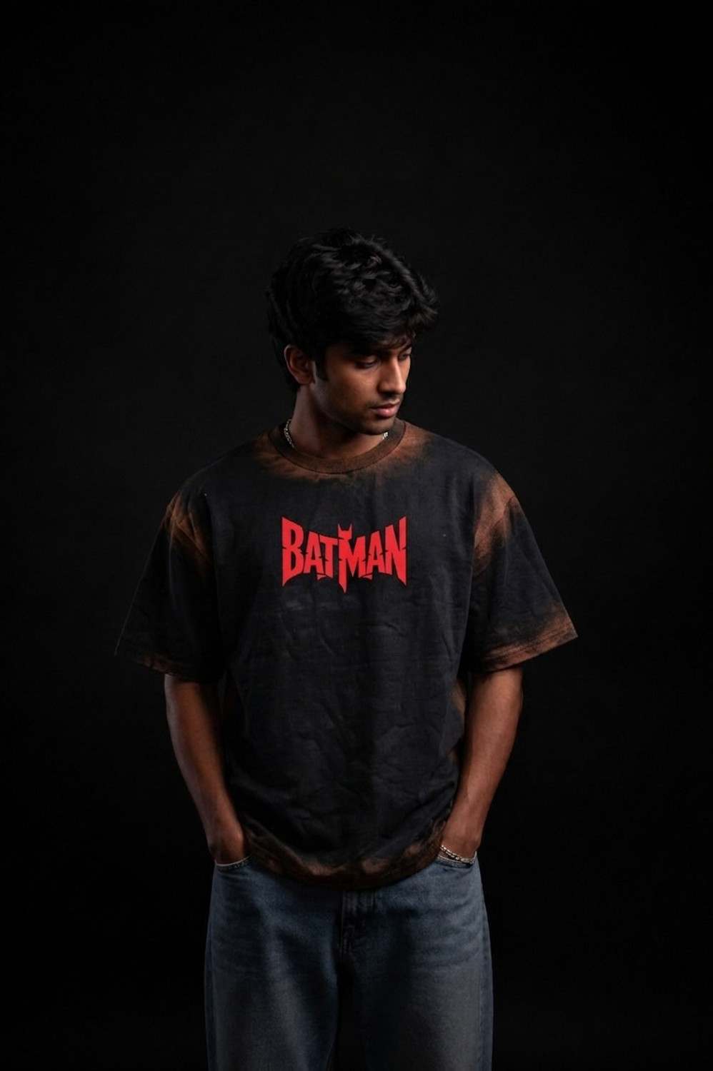 Image of Cloth Chemistry Superhero, Graphic Print Men Round Neck Black T-Shirt