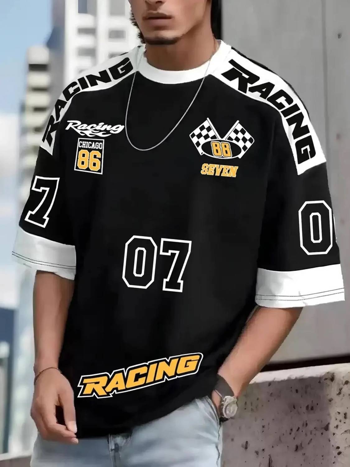 Jump Cuts Black Men's Round Neck T-Shirt - Image 2