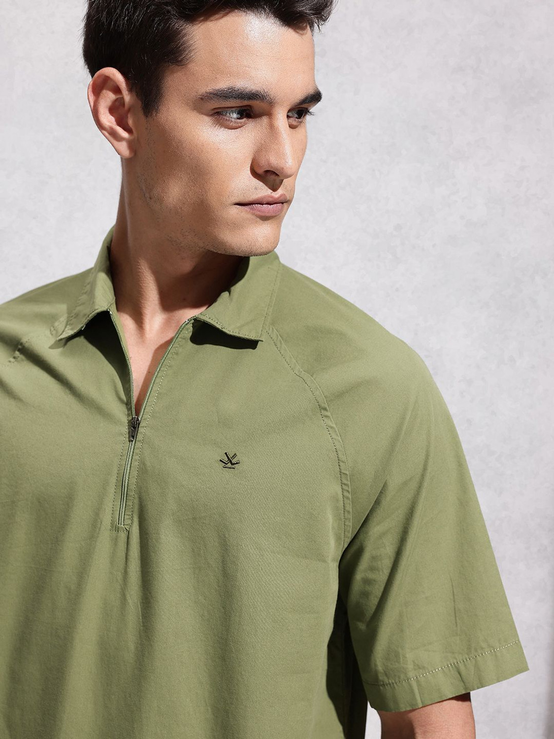 Image of WROGN Solid Men Polo Neck Green T-Shirt