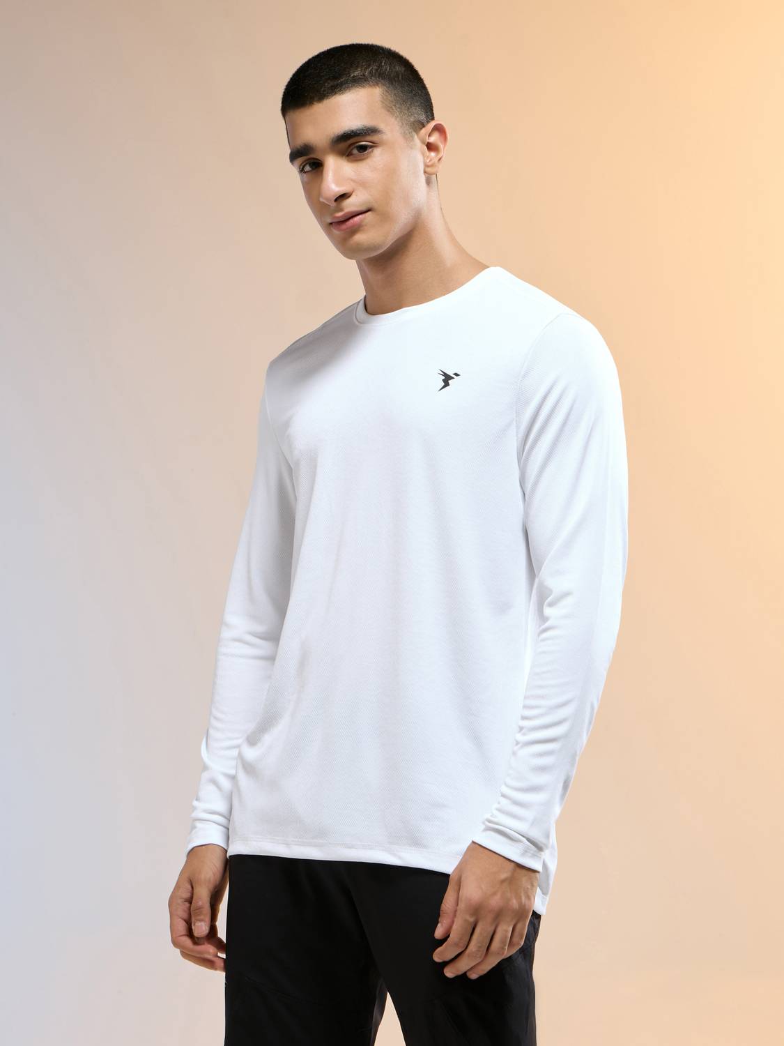 TECHNOSPORT Solid Men Crew Neck White T-Shirt - Image 3