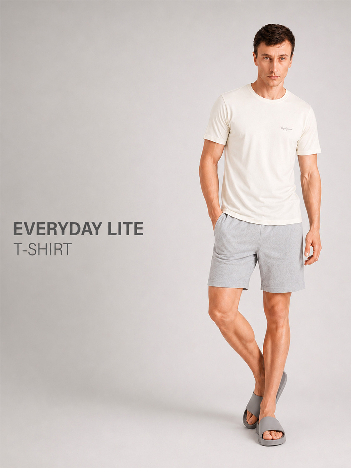 Image of Pepe Jeans Solid Men Round Neck Beige T-Shirt