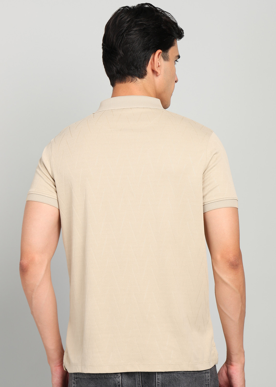 Image of KILLER Printed Men Polo Neck Beige T-Shirt