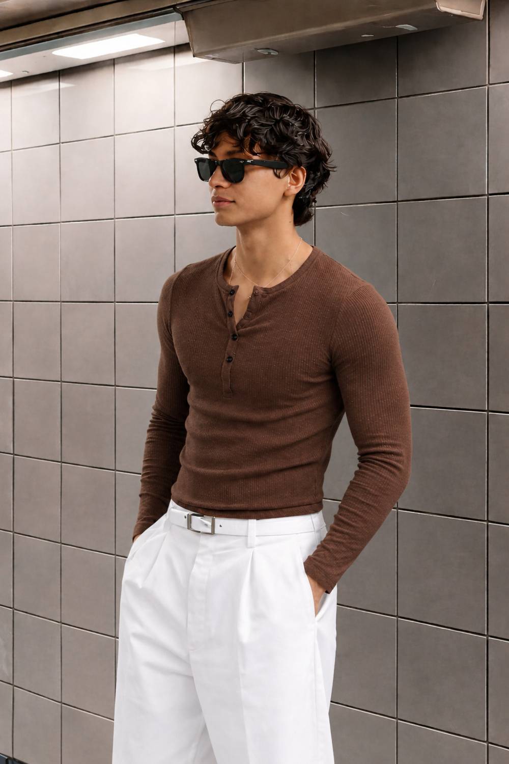 Rockwell Solid Men Henley Neck Brown T-Shirt - Image 4